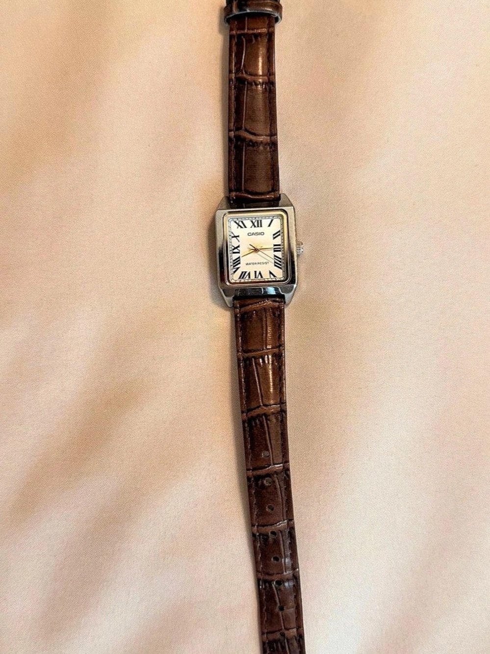 Casio Classic Womens Square Leather Watch Brown LTP-V007L
